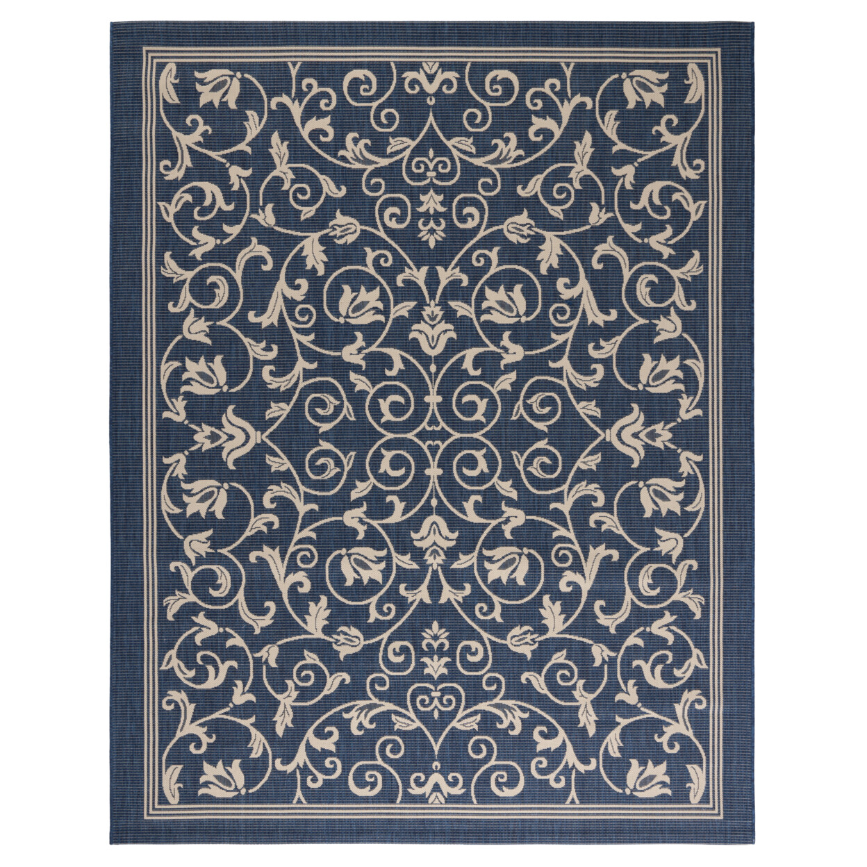 SAFAVIEH Indoor Outdoor CY2098-268 Courtyard Navy / Beige Rug