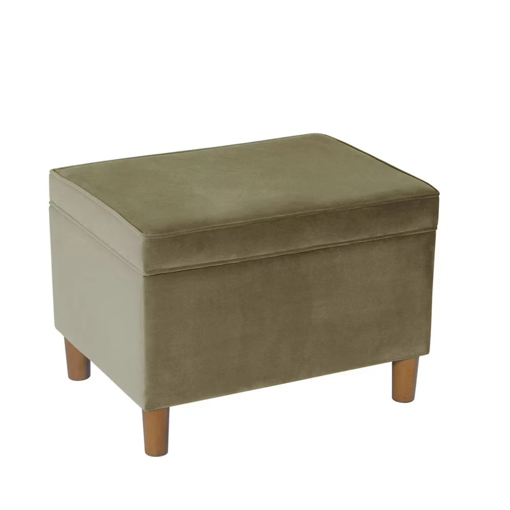 24″ Dinah Storage Ottoman Light Sage Green Velvet -Pouf Living Room Bedroom