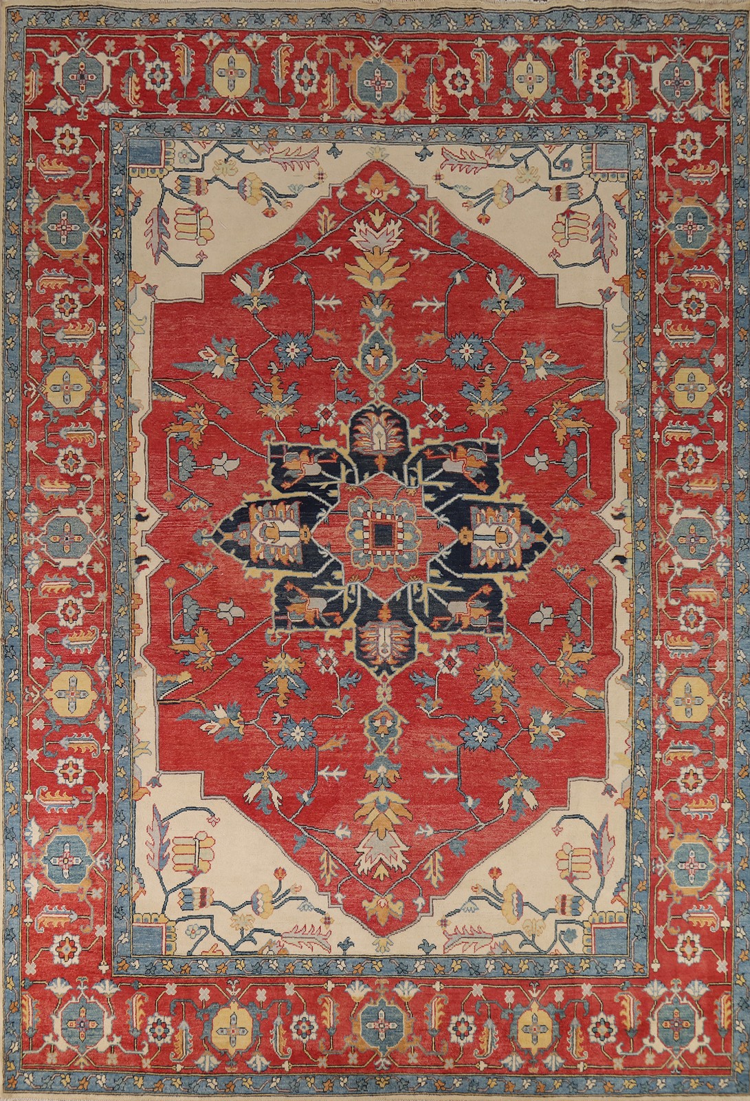 Vegetable Dye Oriental Area Rug 9×12 Ft Handmade Traditional Medallion Carpet