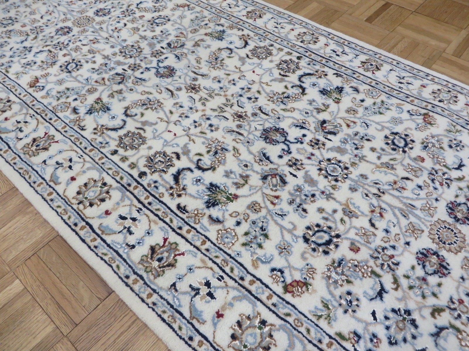 2’8 x 19’10 Hand Knotted Ivory Nain All Over Design Runner Rug With SIlk G16152