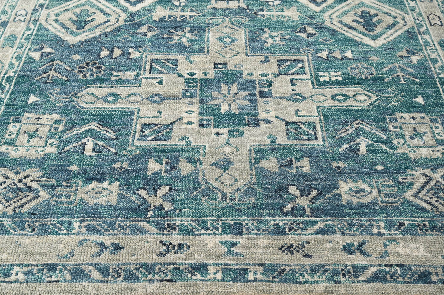 LoomBloom Multi Sizes Hand Knotted Wool Oushak Arts & Crafts Area Rug Turquoise