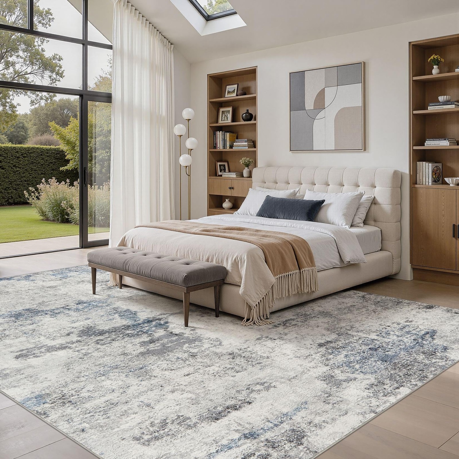 8×10 Area Rug for Living Room Washable Abstract Indoor Carpet