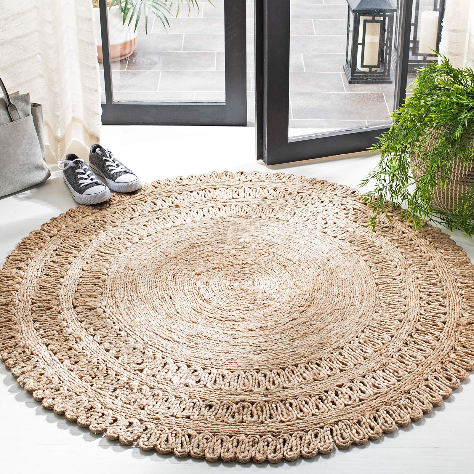 Natural Fiber Round Collection 3′ Round Natural NF165A Handmade Boho Charm Fa…