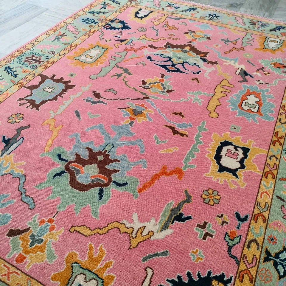 Exquisite Pink Rug, Oushak Rug, Turkish Hand-Knotted Rug home decor rug Area rug