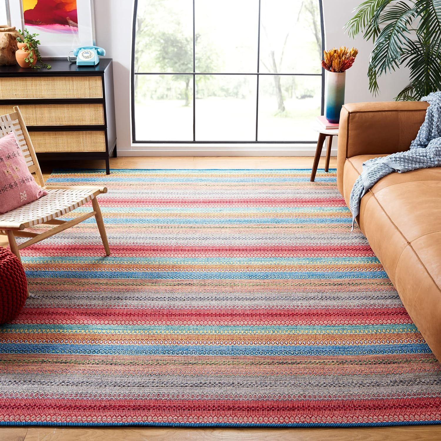 SAFAVIEH Area Rug 8X10 – Montauk Collection – Large – Blue & Grey, Handmade Flat