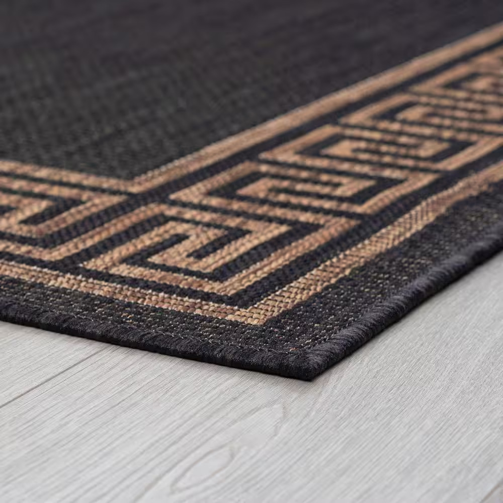 Eco Gold 3 Ft.X10 Ft. Greek Key Indoor Outdoor Area Rug