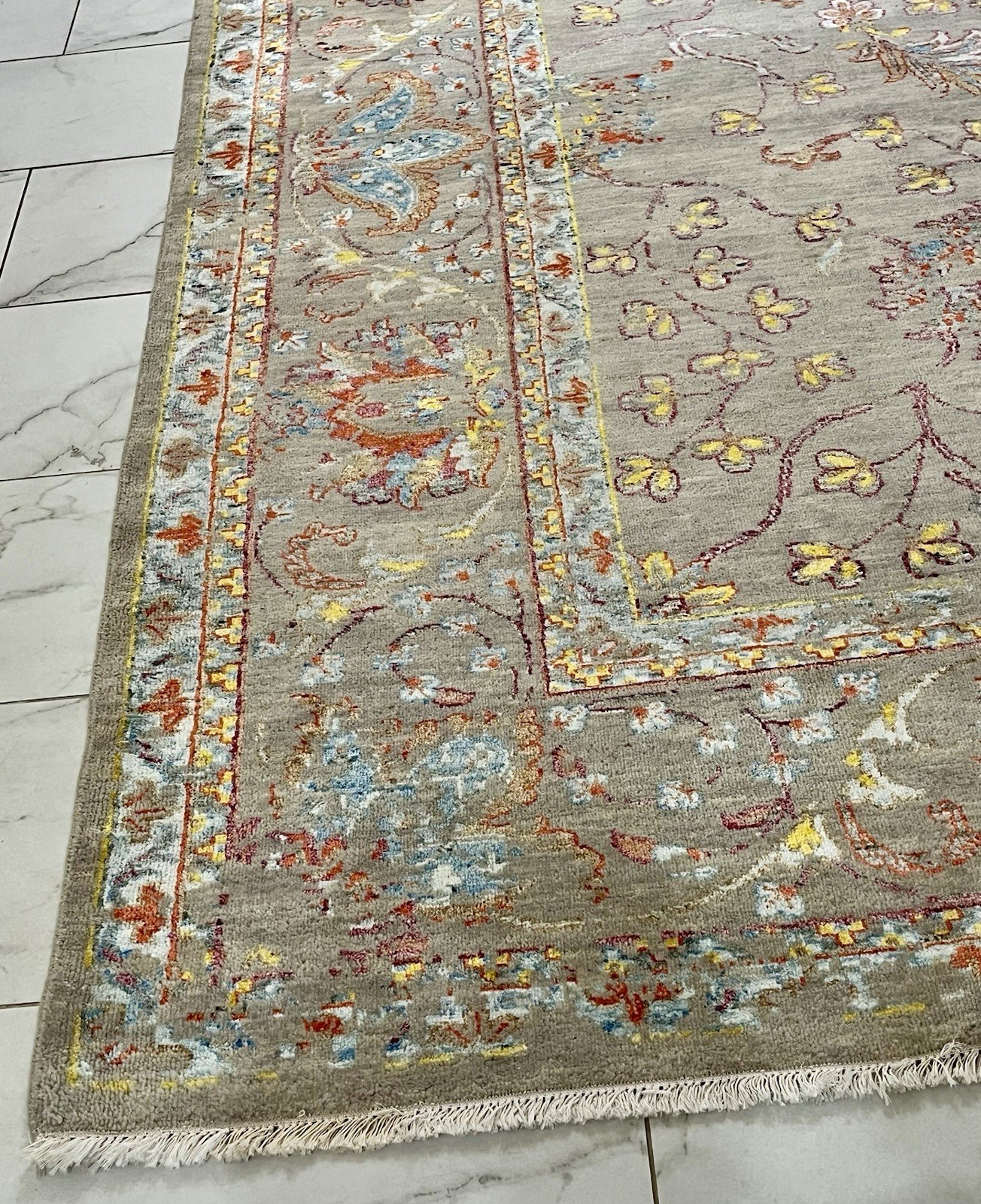 PASARGAD Transitional Abstract Floral Hand-Knotted Silk 9×12 Rug MSRP $11,132