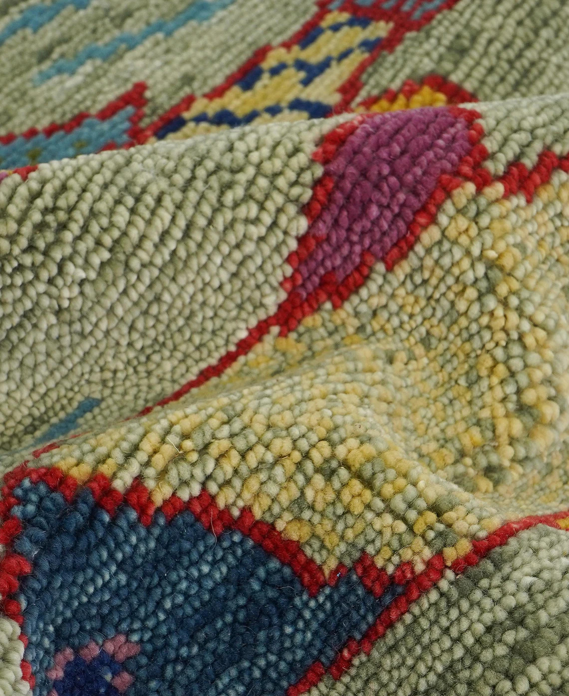 Hand Knotted Wool Runner Rug Fish Design Multicolor Oriental Hallway Carpet 2×8