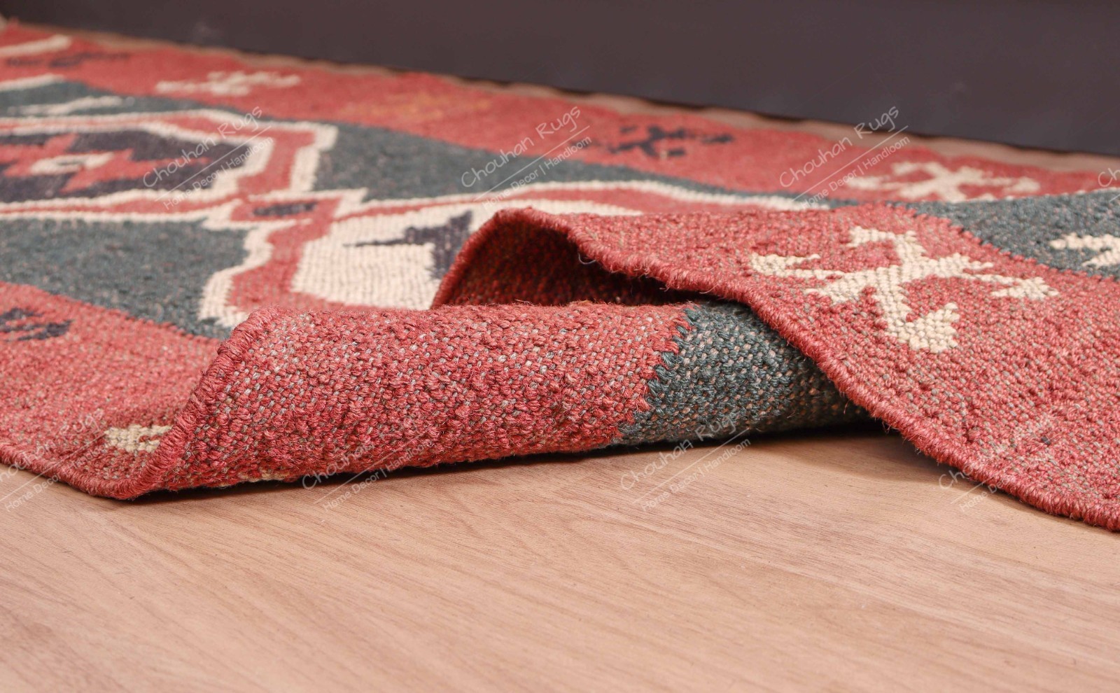 Indian Handwoven Wool Jute Kilim Rug With Multicolor Design Rug Fringes Jute Rug