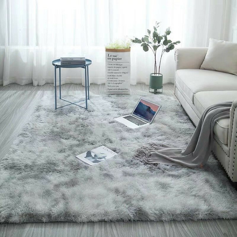 Rainbow Carpet Fluffy Rugs Tie Dyeing Shaggy Area Rug Anti-Slip Carpets Floor US