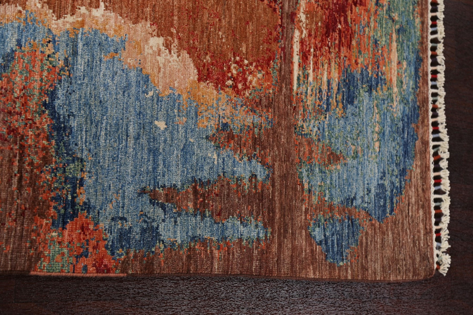 Modern Rust Wool Abstract Oriental Area Rug Hand-made Contemporary Carpet 6×8