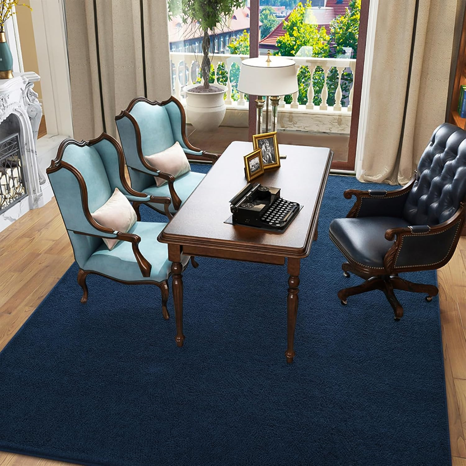 Navy Blue 6×9 Memory Foam Area Rug – Soft Modern Carpet for Home Decor
