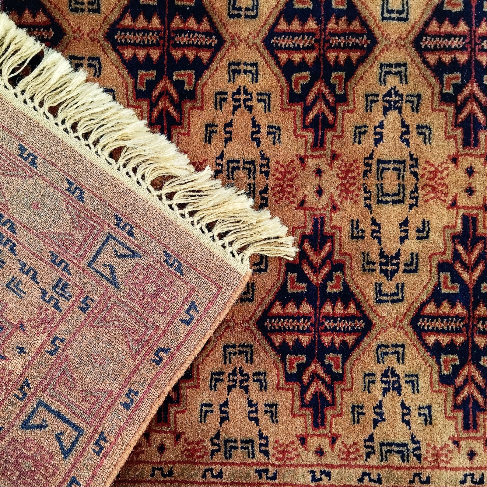 Amma Carpets Handmade Hand Knotted Woolen Rug Camel Tribal 3×5 Feet Antique