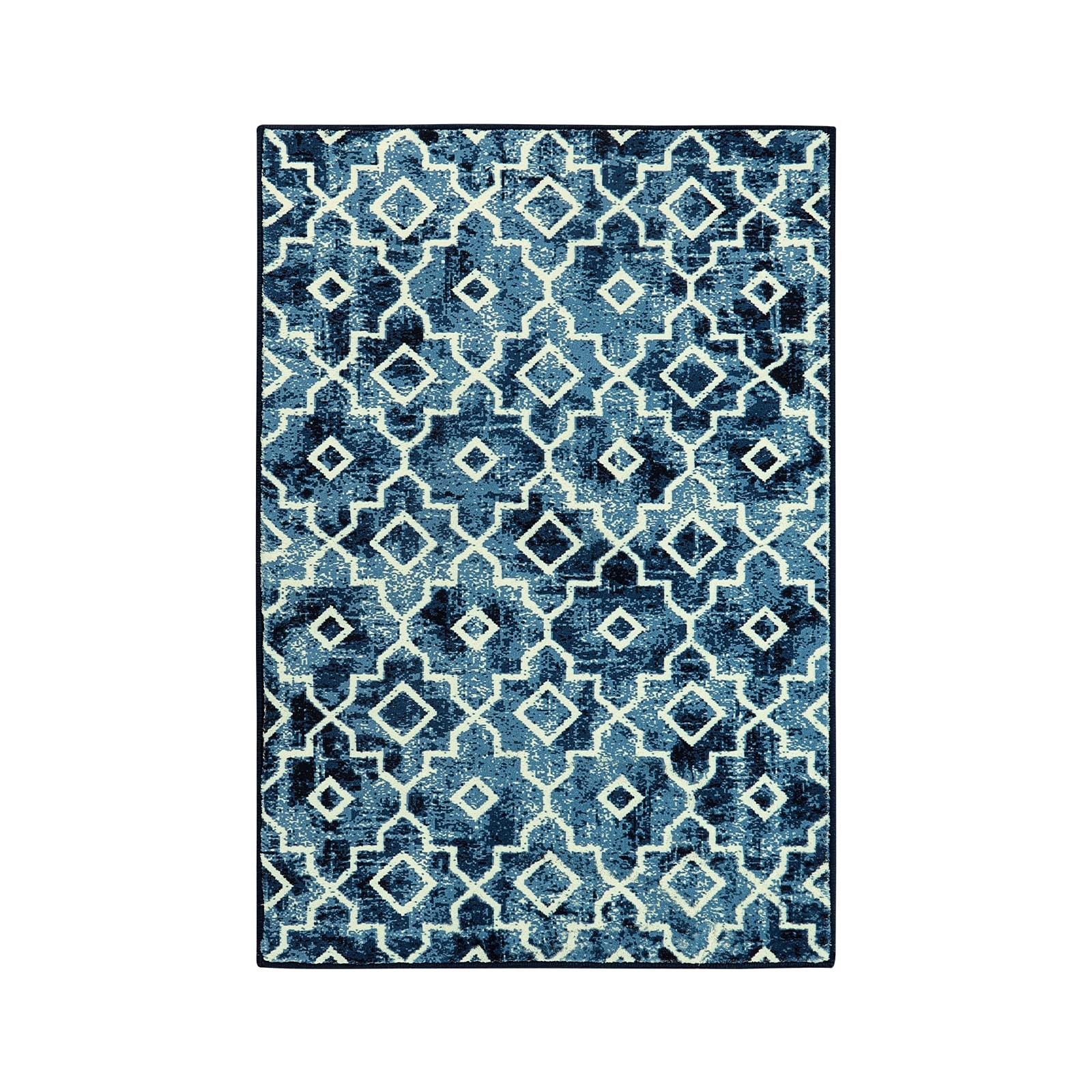 Moynesa Washable Moroccan Area Rug – 2×3 Small Blue Kitchen Bath Rug, Soft Non-S