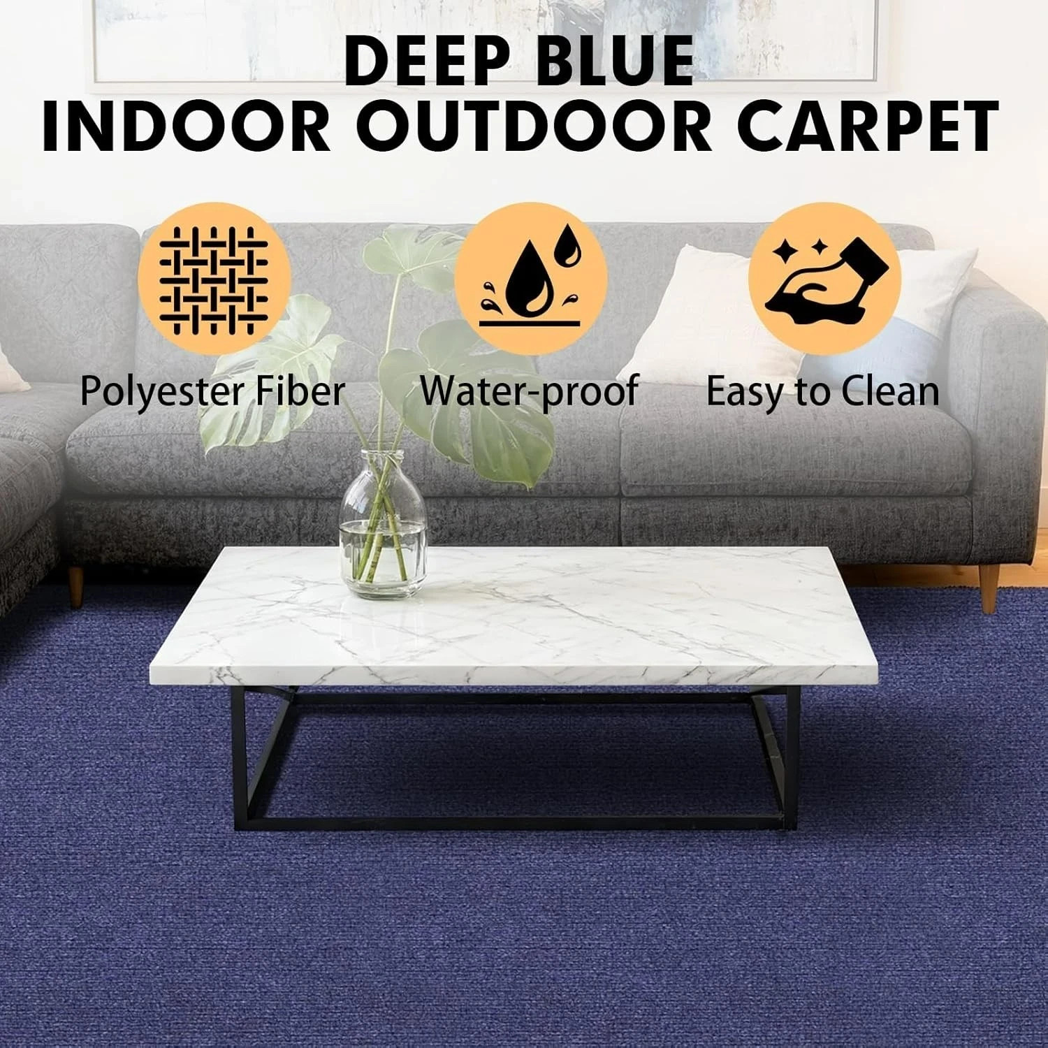 Deep Blue Marine Carpet 5×15 ft, Waterproof Non-Slip Indoor/Outdoor Roll