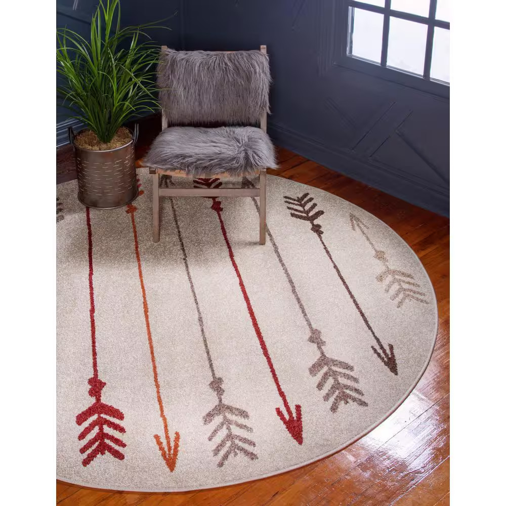 Autumn Arrow Beige 3′ 3 X 3′ 3 round Rug