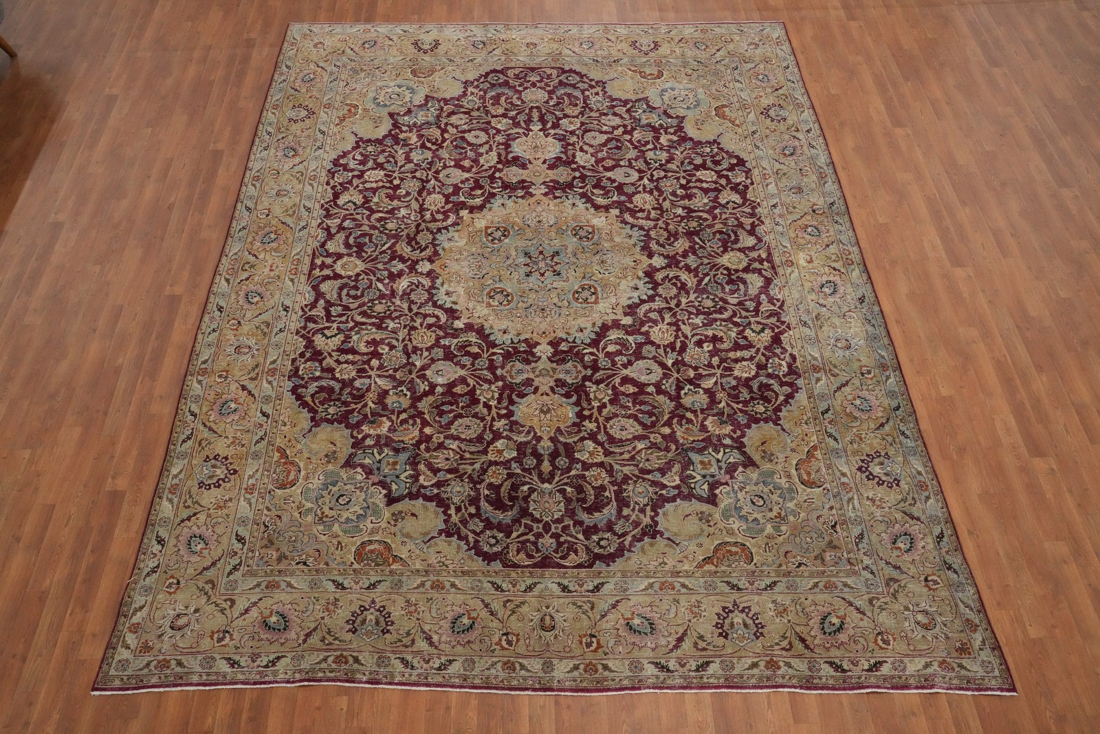 Antique Vegetable Dye Traditional Living Room Area Rug 10×13 ft Hand-knotted