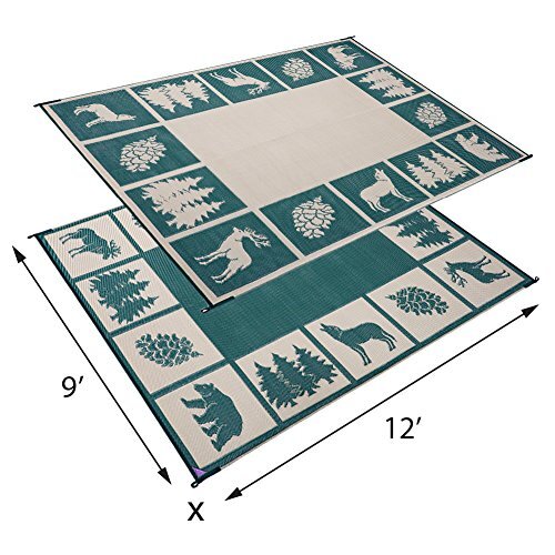 Reversible Mats 226094 Green/Beige 6′ x 9′ RV Outdoor Camping Patio Wilderness