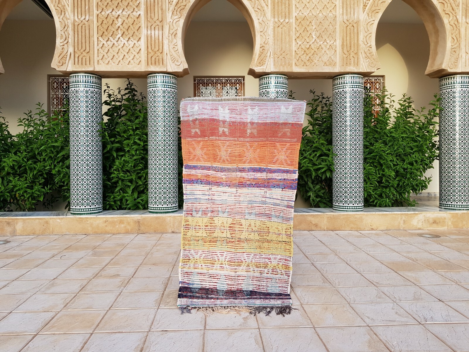 Moroccan Vintage Boucherouite Rug 5’7″x2’9″ HandMade Berber Carpet, Azilal rug