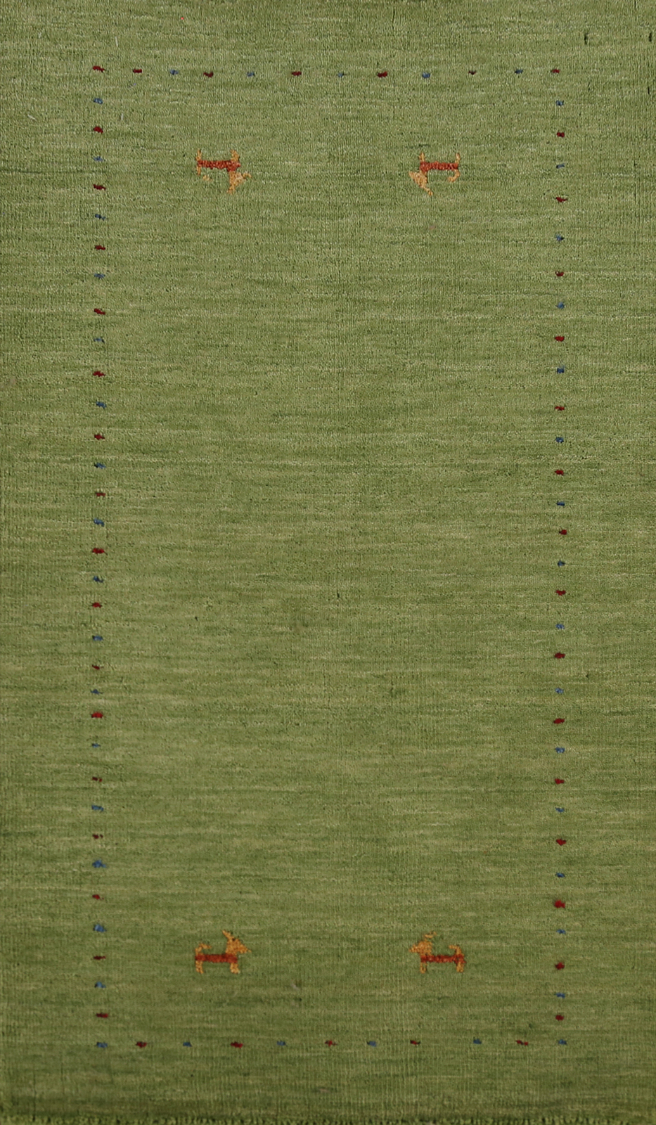 Artisan-crafted Green Gabbeh Accent Rug Wool Handmade Carpet 2×5 ft