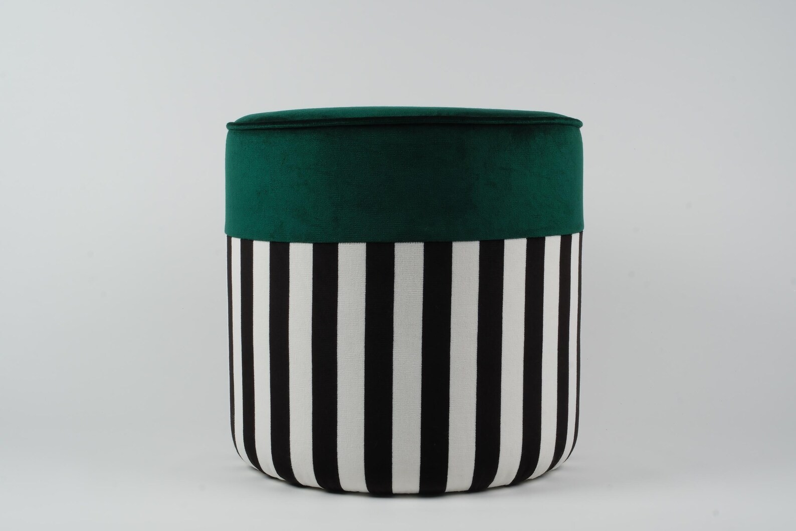 Handmade Striped Velvet Pouf Ottoman: Turkish Heritage Stool, 42×42 cm