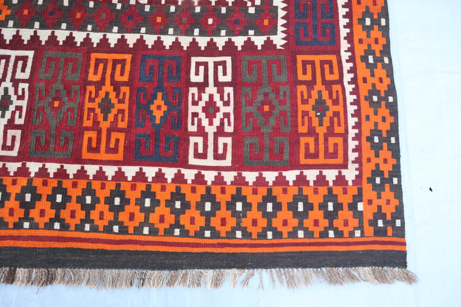8’6×11’6 ft Large Vintage Turkmen Geometric Kilim Area rug- Handmade Kilim Rug