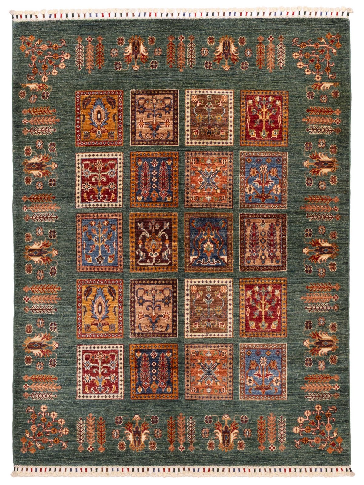 Traditional Hand-Knotted Geometric Carpet 5’1″ x 6’7″ Oriental Wool Area Rug