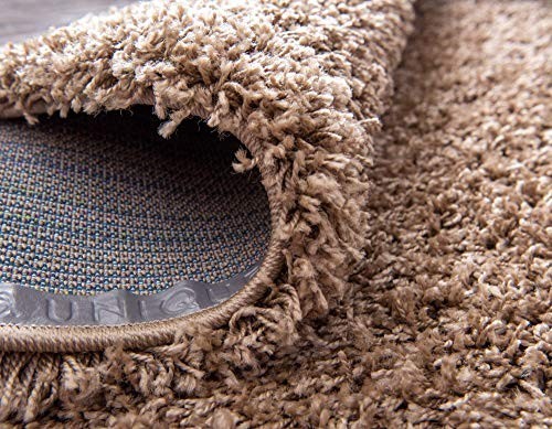 Soft Shag Area Rug 8′ x 10′ Rectangle – Cozy Solid Sandy Brown Home Decor