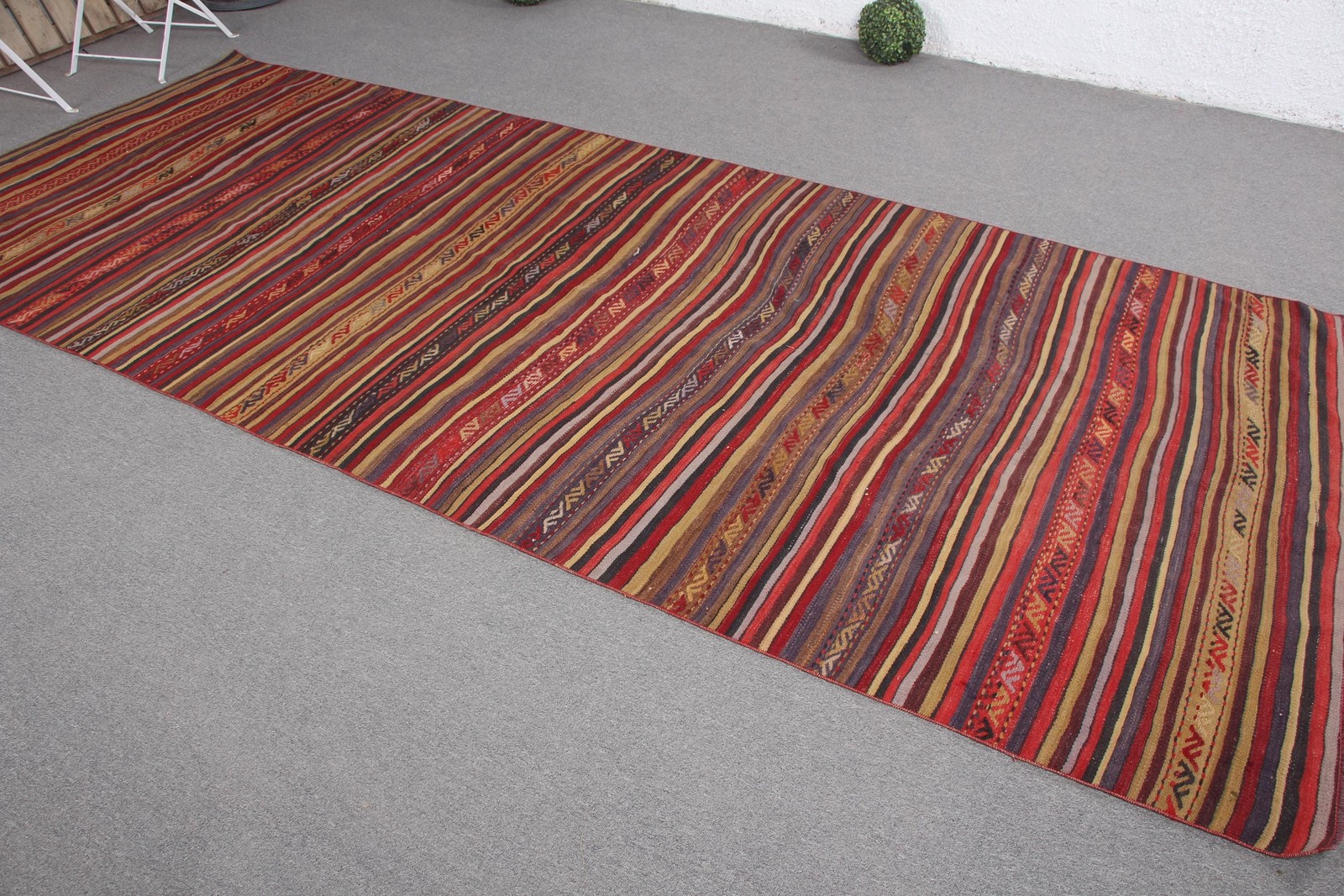 Turkish Rug, 4,6×11,2 ft Large Vintage Rug, Kilim Red Green Oriental Rug