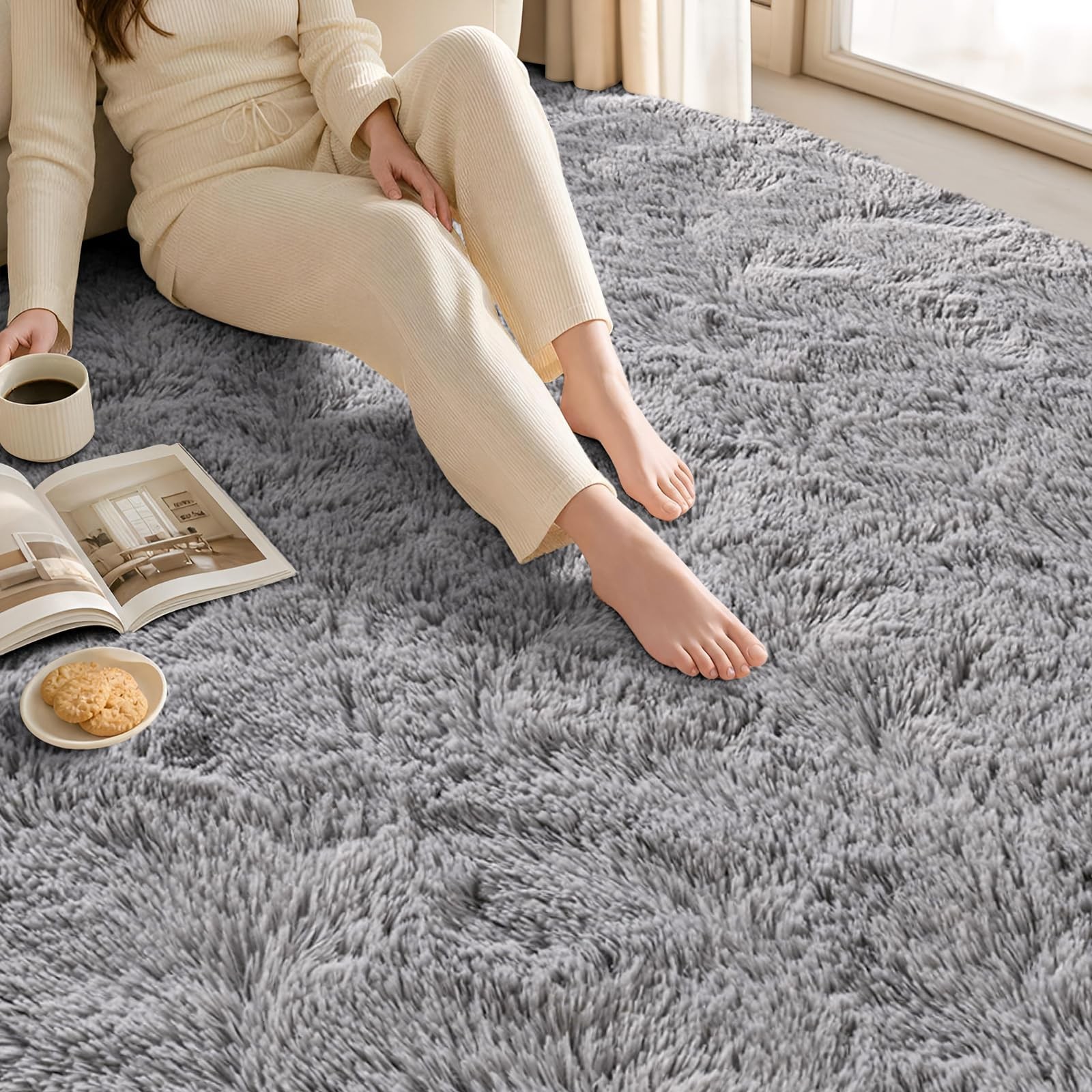 Zentavio Area Rugs for Living Room Grey 4′ x 6′ (Rectangular),