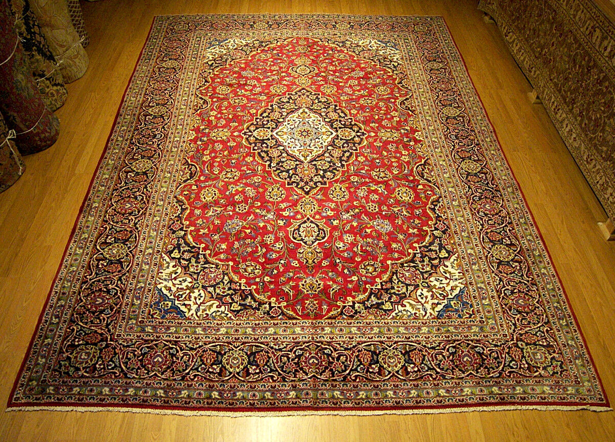 9.5 x 13 HAND KNOTTED_HANDMADE_High Quality Antique Rug _FINE SOFT NATURAL WOOL