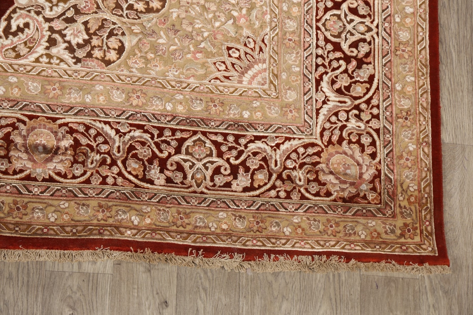 Red Floral Traditional 9×11 ft Area Rug Hand-knotted Living Room Rug