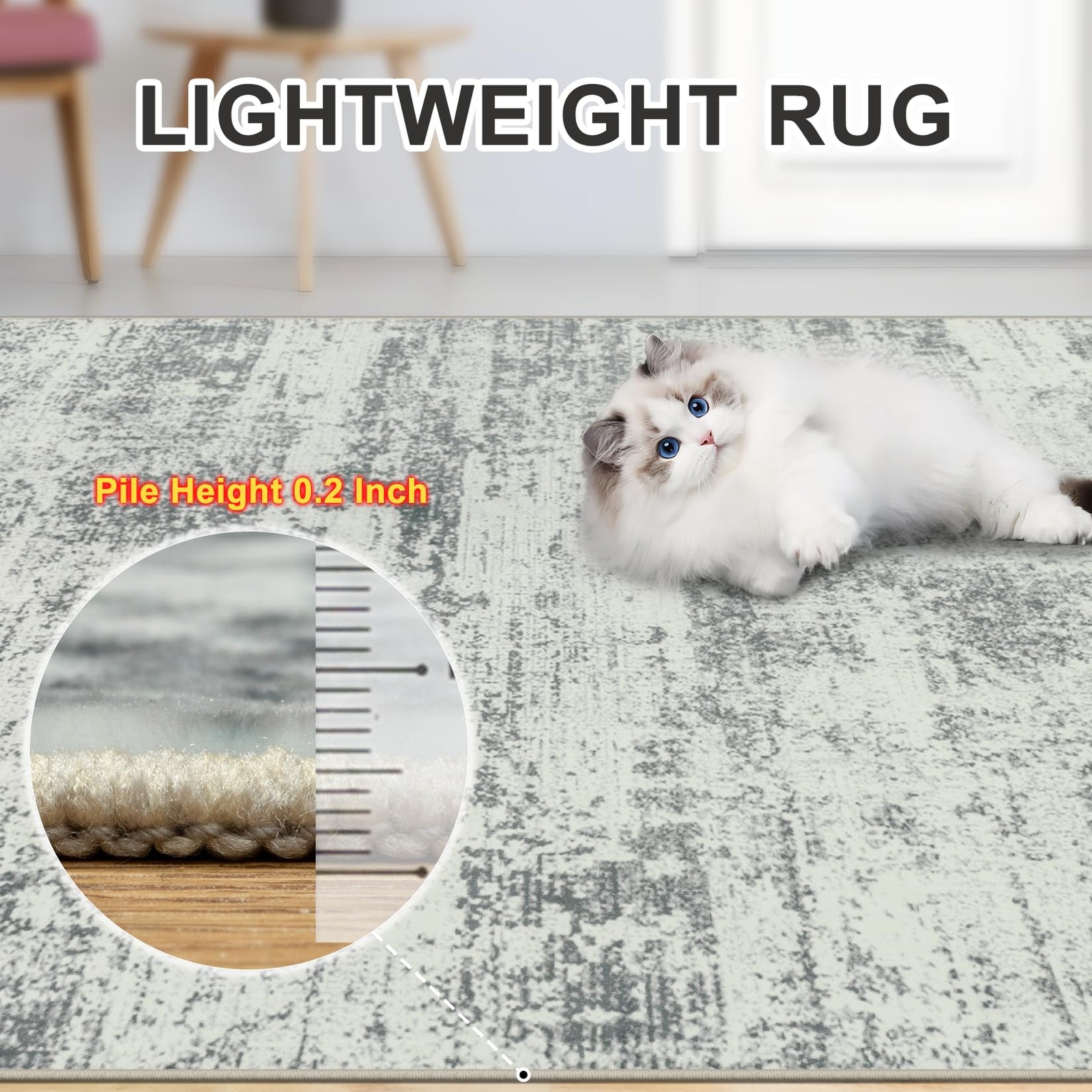 8×10 Area Rugs for Living Room – Washable Rug Modern Abstract Soft Large Neut…