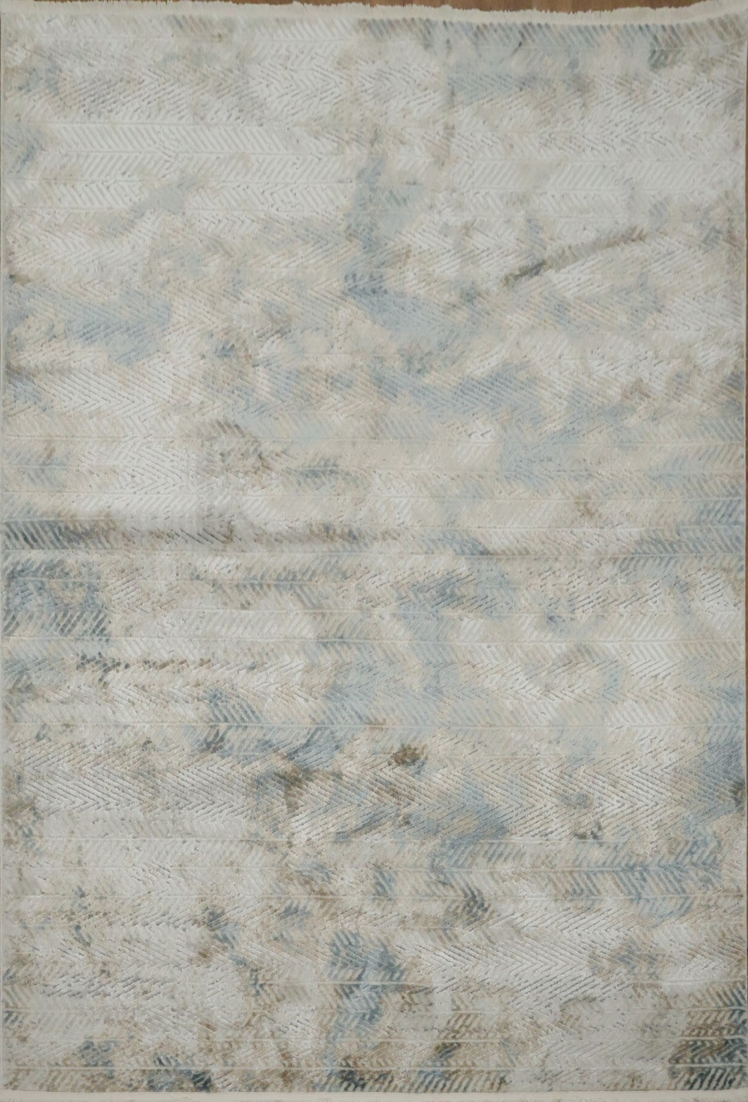 Subtle Blue and Beige Area Rug 5×8 Ft Abstract & Modern Turkish Carpet