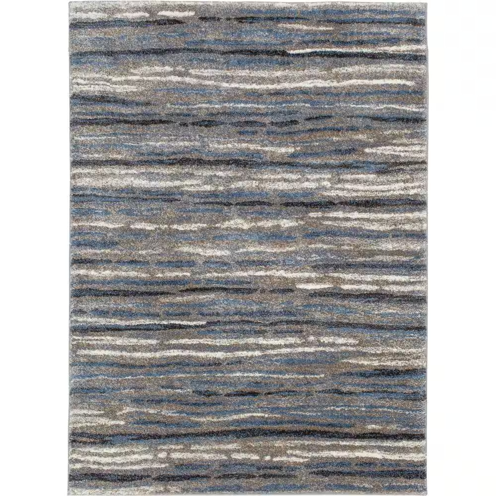 Shoreline Blue/Multi 5 Ft. X 7 Ft. Striped Area Rug Free Shipping New