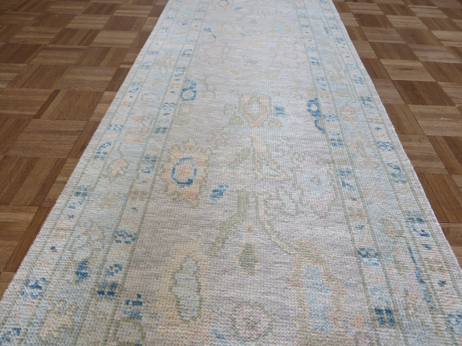 2’7 x 19’10 Runner Hand Knotted Gray Modern Oushak Oriental Rug G15809
