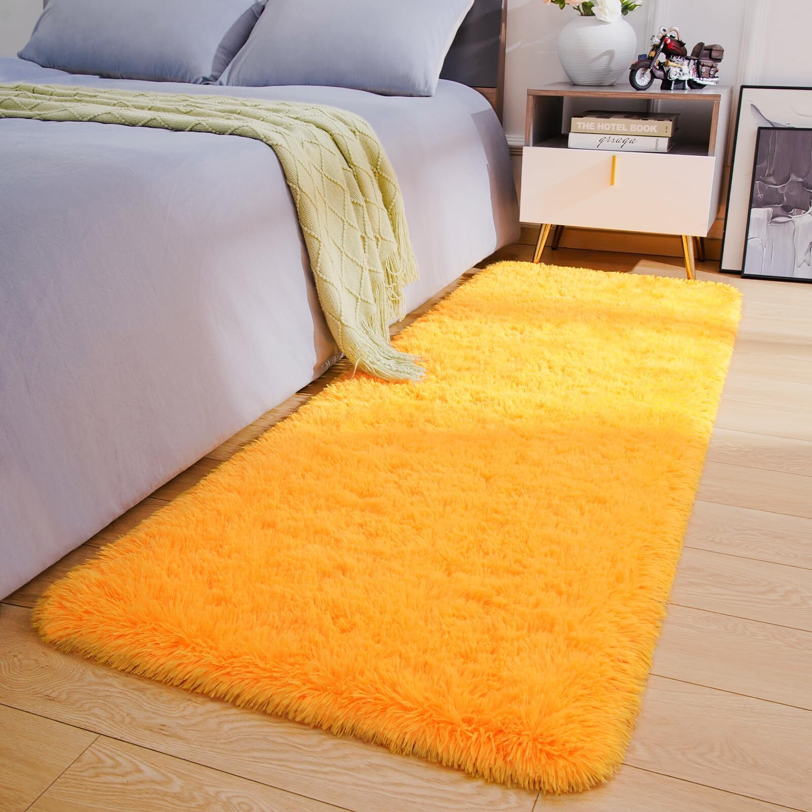 Shag Fluffy Runner Rug for Bedroom Girls Living Room, 2×6 Feet Extra Soft and…