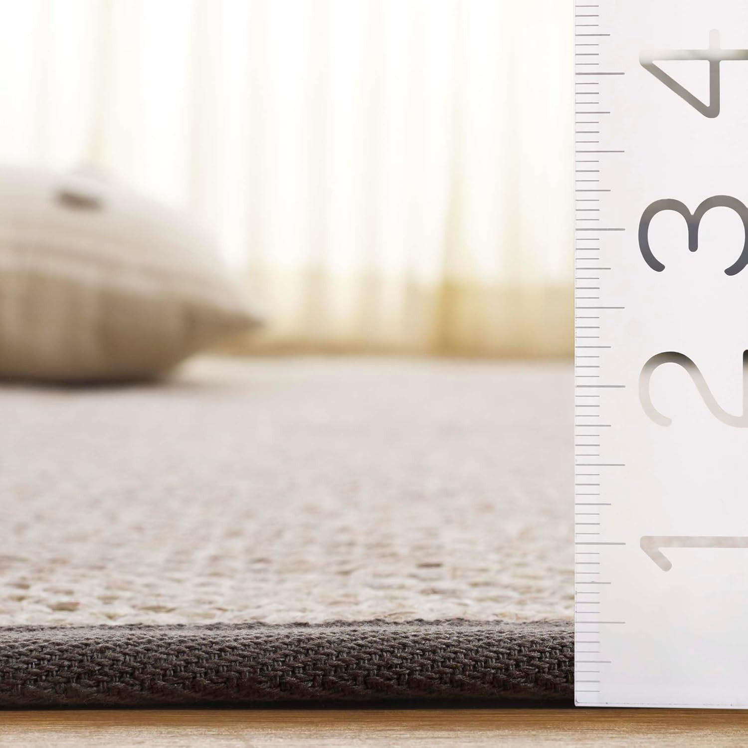 Natural Fiber 6′ Square Area Rug – Marble & Khaki Woven Design