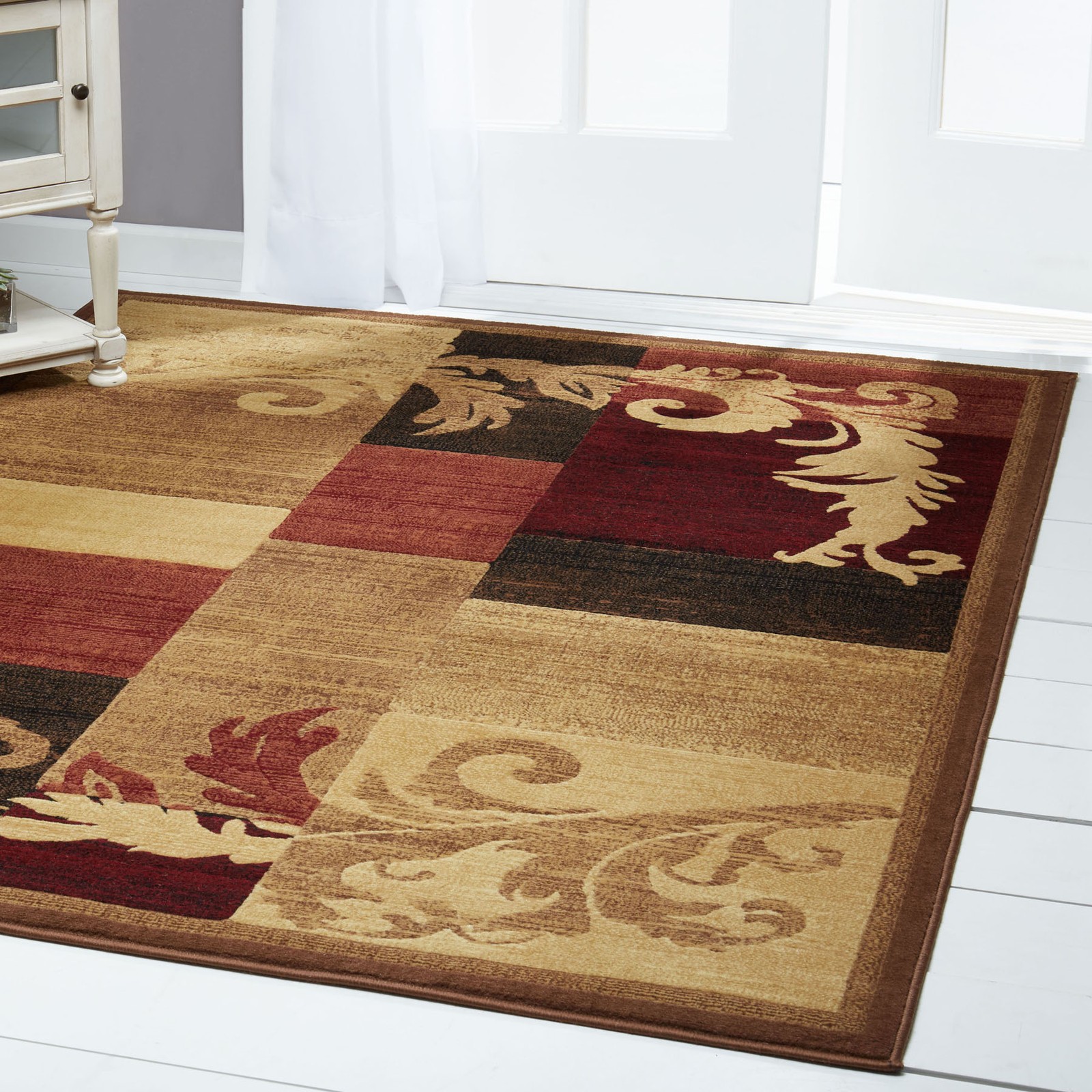 Modern Brown Red Burgundy 4×6 Area Rug Geometric Carpet – Approx. 3′ 3″ x 5’2″