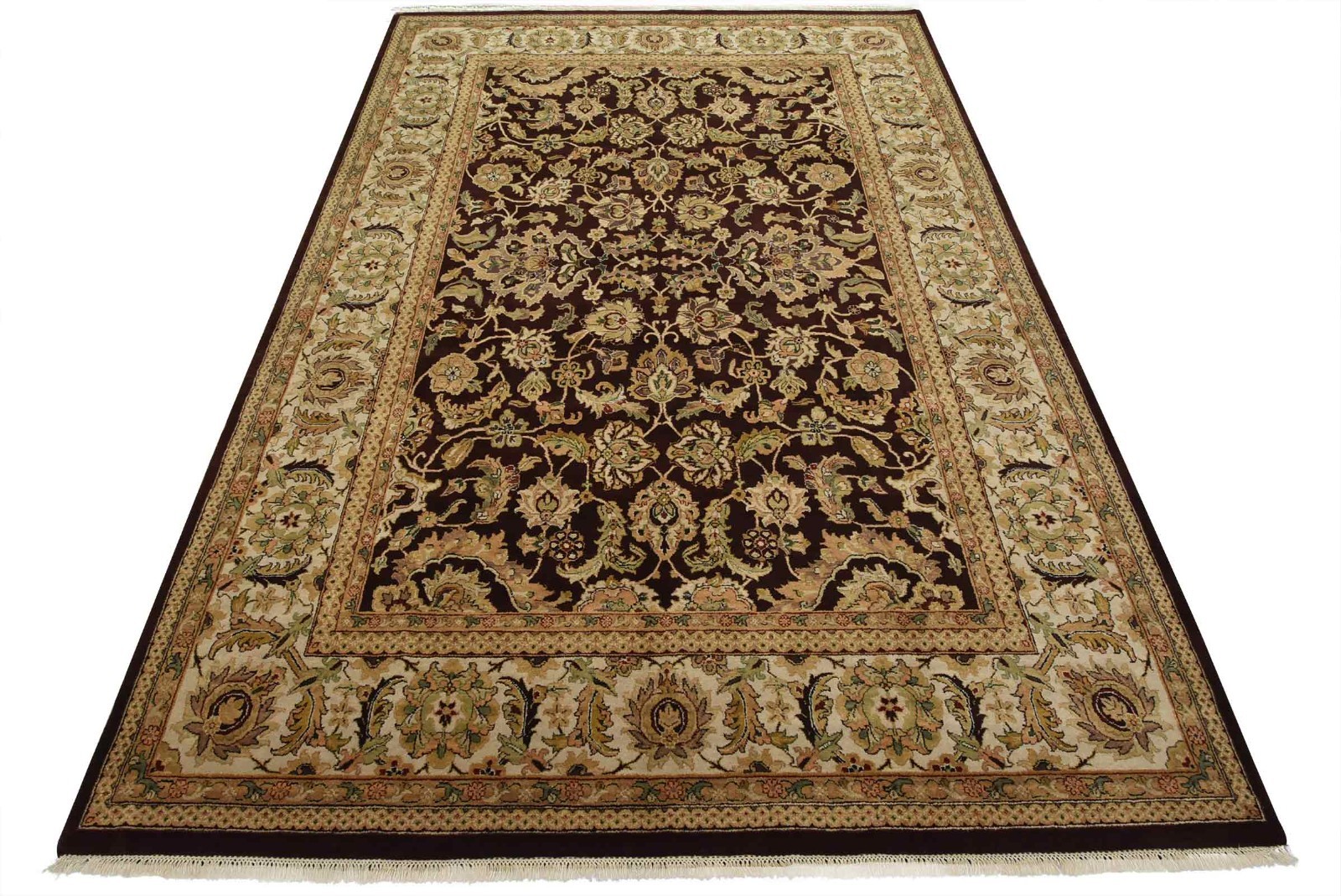 Agra Rug 8’10” x 12’4” Brown Wool Traditional Hand-Knotted Oriental Carpet