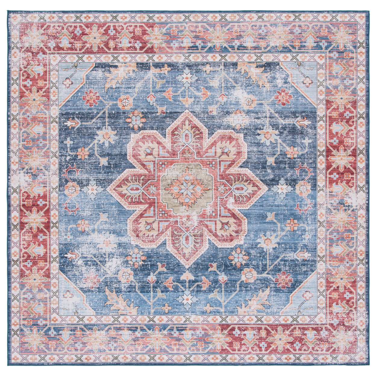 SAFAVIEH Tucson Collection TSN110M Blue / Rust Rug