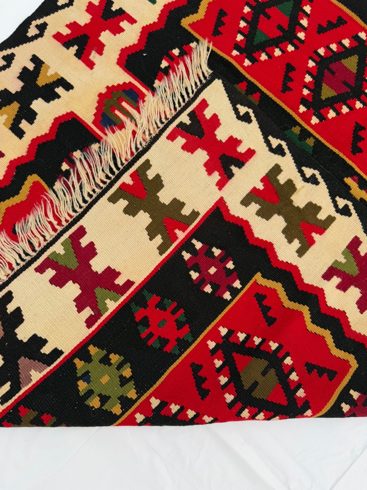 Vintage Hand Woven Pirot Wool Weaving Kilim Rug Floor Area 225×130 Cm