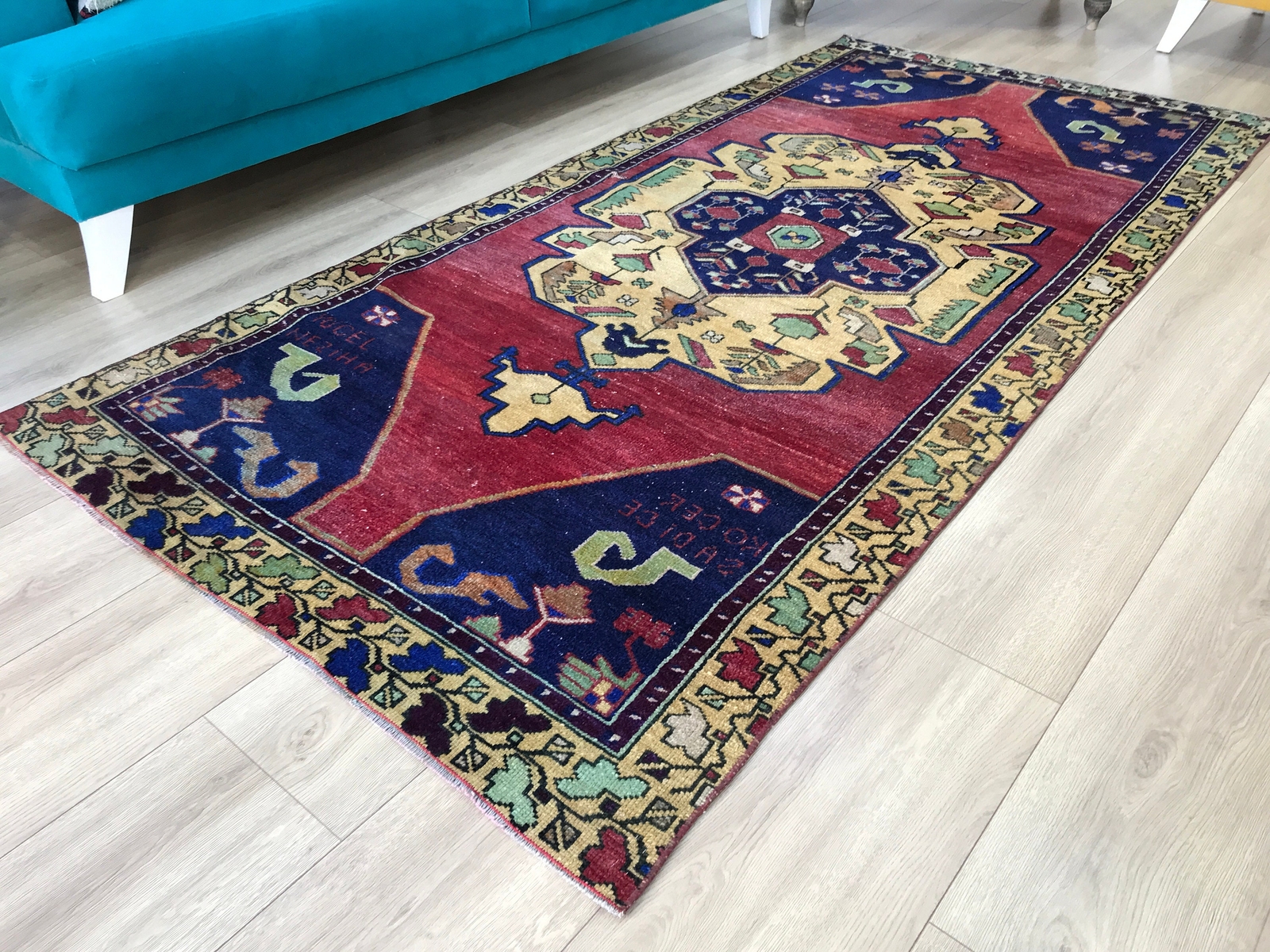 Red oushak rug, Vintage area rug, Living room rug, Antique carpet rug, Natural