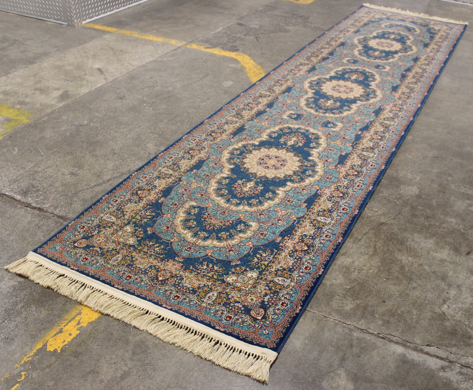 Unique Loom Dynasty Collection 13′ 2″ Blue Runner Rug machine made