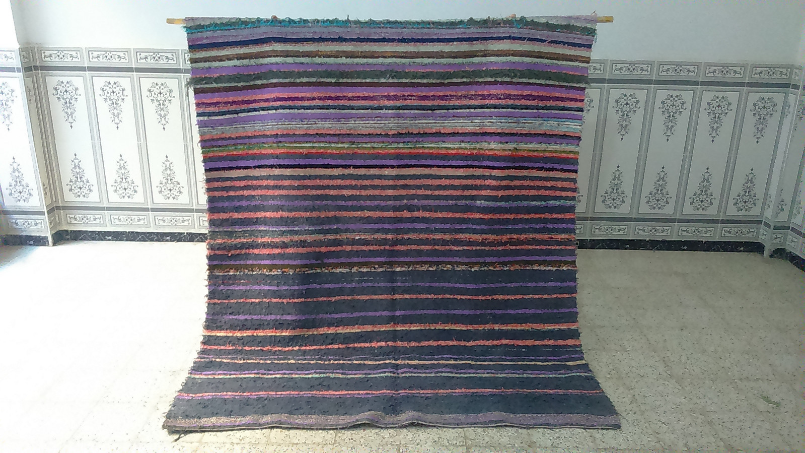 Moroccan Handmade Boucherouite rug Azilal Berber Carpet 6′ x 7′