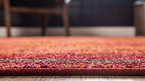 Modern Abstract Area Rug 5×8 ft – Autumn Casual Design, Terracotta/Burgundy Bord