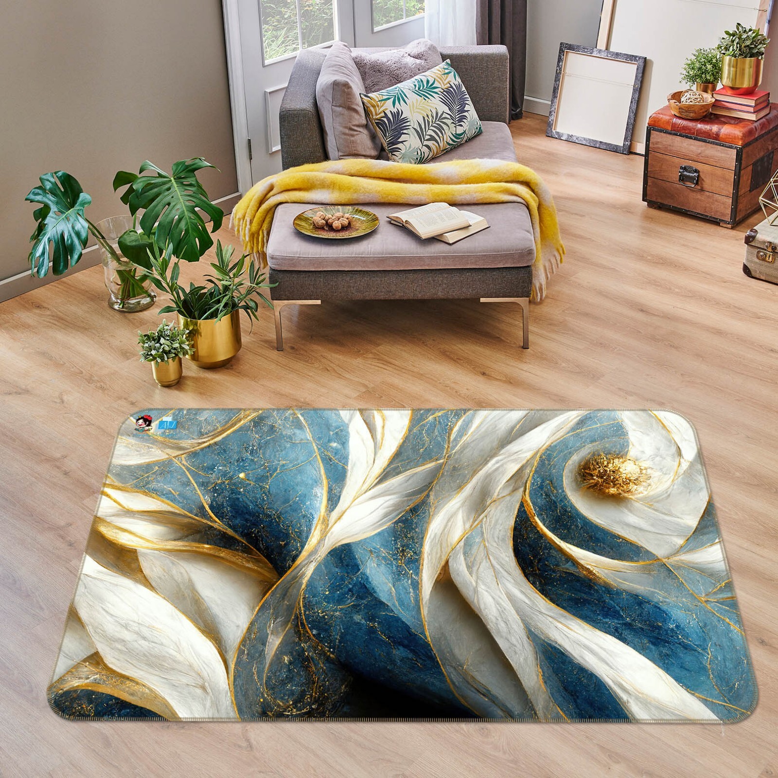 3D Blue And White Texture ZHUA1166 Game Non Slip Rug Mat Photo Carpet Amy