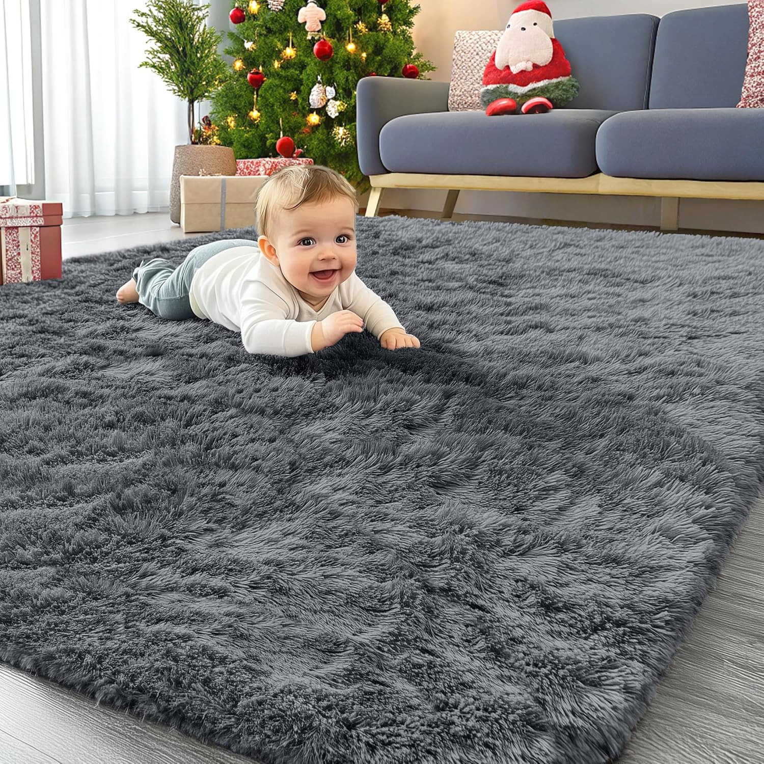 Area Rugs for Living Room Bedroom, Machine Washable 4×5.9 ft Soft Fluffy Shaggy