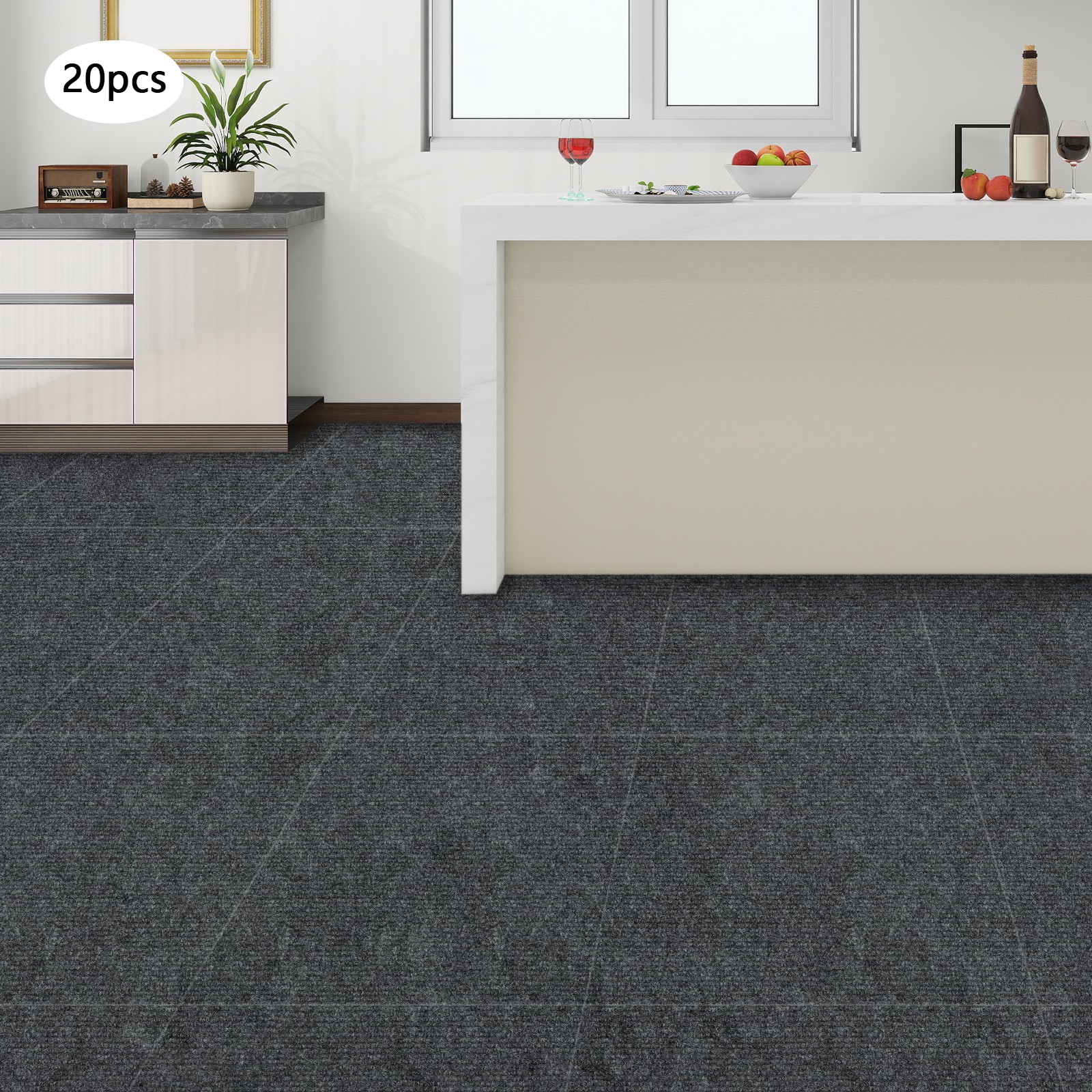 20 Pack Peel And Stick Carpet Tiles 4mm Thick & Soundproof Adhesive Carpet Tiles