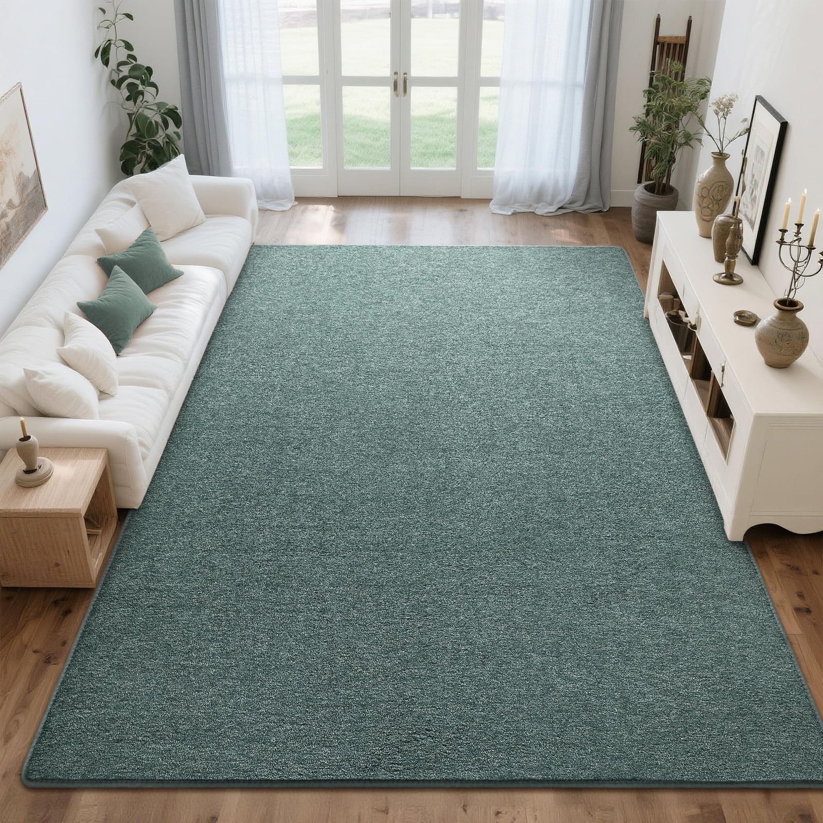 Area Rug 7×10 Grey Green Soft Memory Foam Washable Non-Slip – Living Room